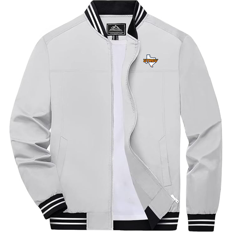 Men's UTRGV Vaqueros  Zip-Up Bomber Jacket Ribbed Collar and Cuffs Outerwear